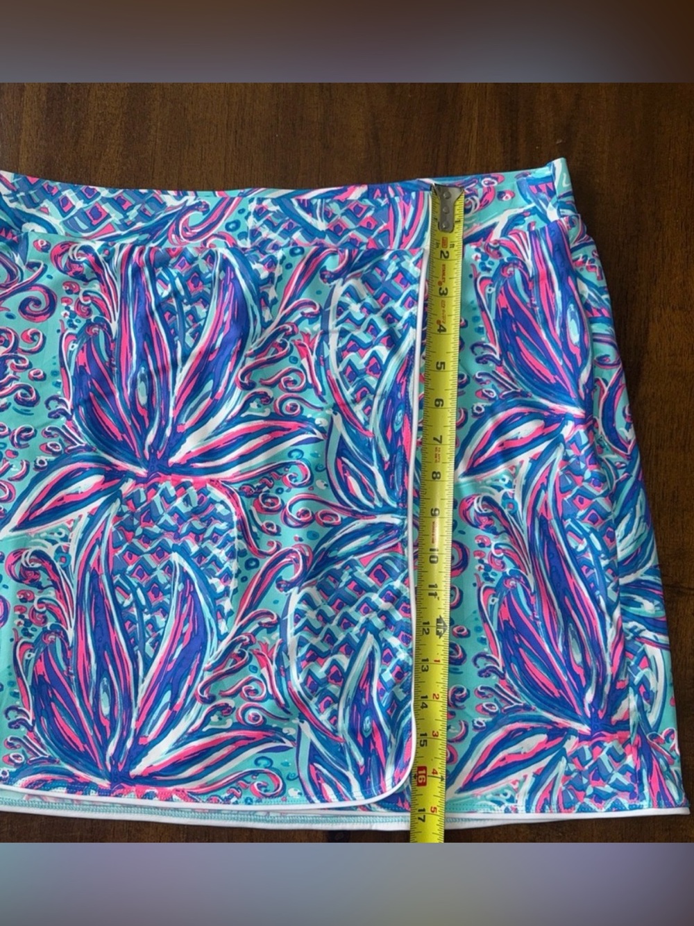EUC! Lulu-B Vibrant pineapple print Skort in Aqua, Blue & Pink sz XL - Picture 4 of 6